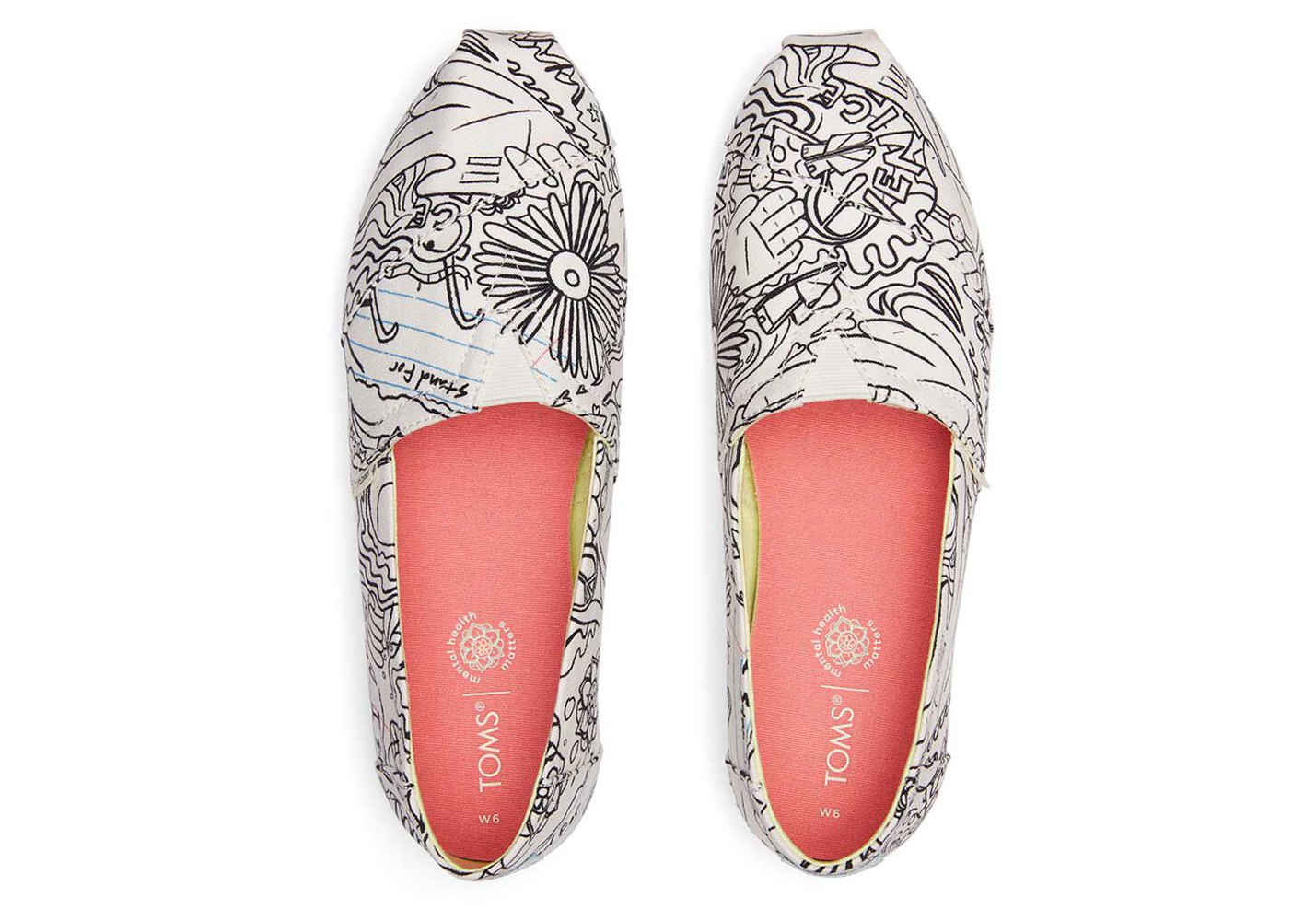 Toms Alpargata Coloring Book Espadrille White/Black - Womens - 58601-QEHI